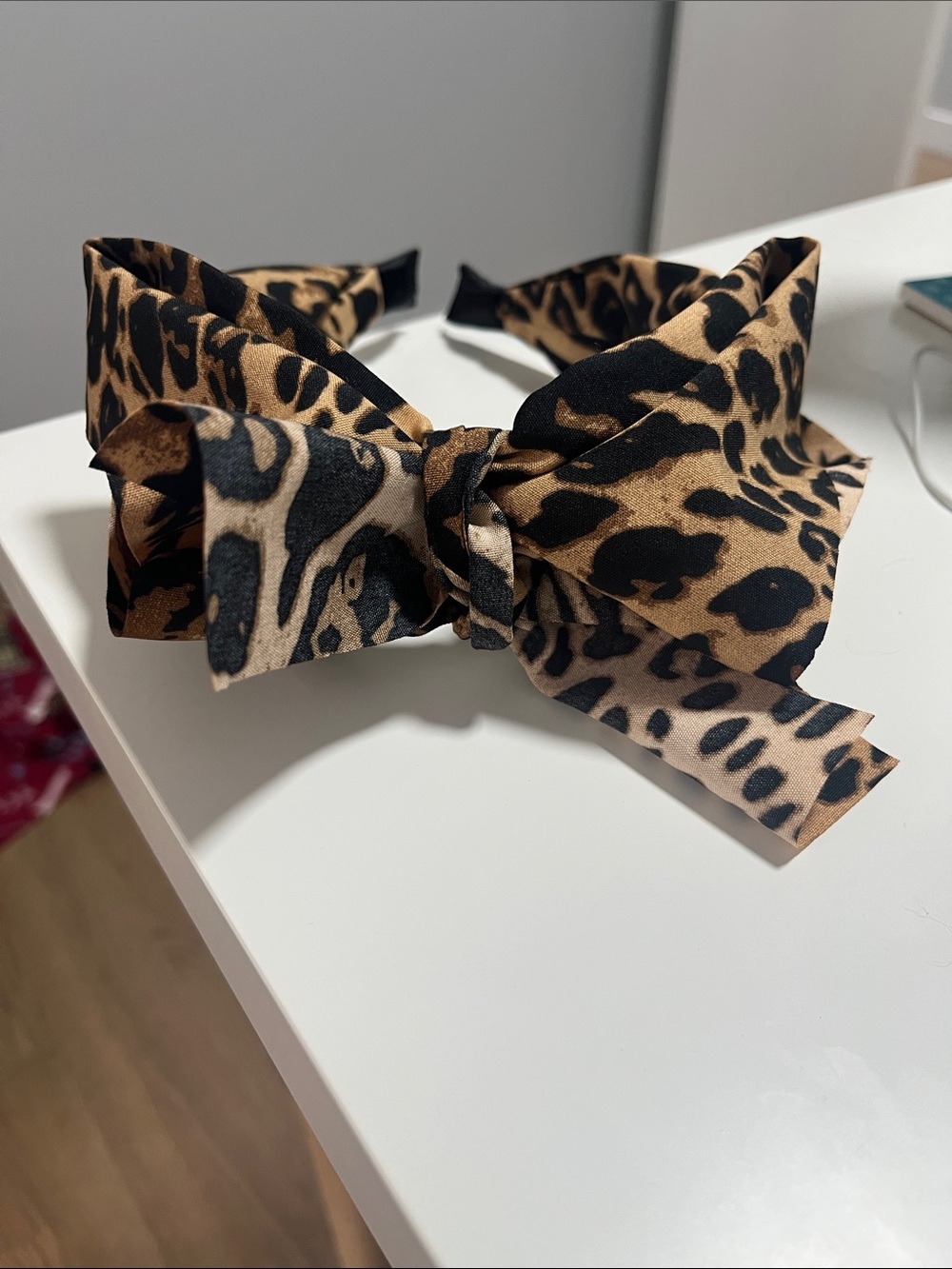 Leopard Bow Headband - Brown/Black